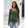 thumbnail image 4 of Zeagoo Women's Sping Fall Basic T-Shirt Long Sleeves Henley Ribbed Knit Shirt Slim Fitted Casual Tops, 4 of 8