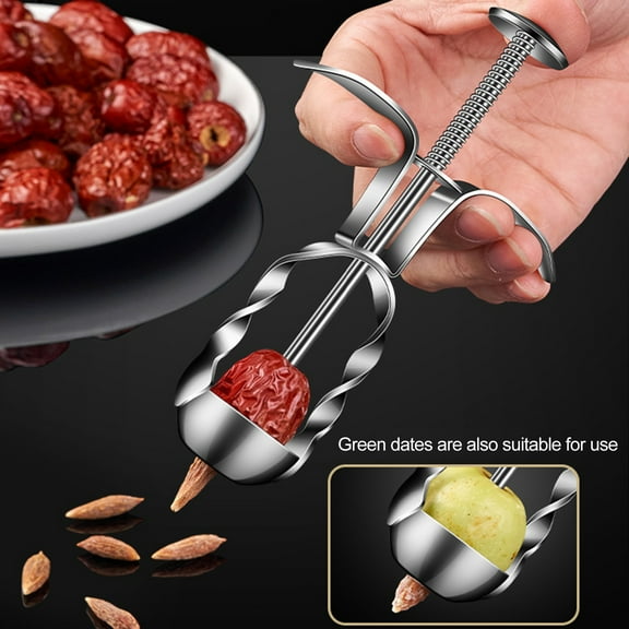 Sunjoy Tech Cherry Pitter Portable Stainless Steel Effortless Olive Pit Remover Fruit Red Dates Corer Kitchen Tool