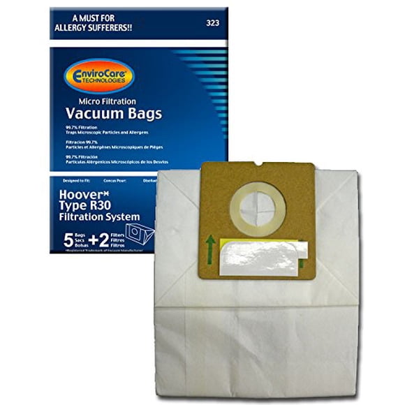 EnviroCare Replacement Micro Filtration Vacuum Bags for Hoover Type R30 Canisters 5 bags and 2 filters
