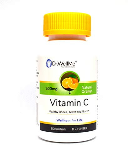 Dr. WellMe Nutrition Vitamin C Chewable Tablets 500mg - Provides Immune & Bone Support Supplement, Gluten-Free Natural Orange Flavor by Doctors of Pharmacy - 60ct