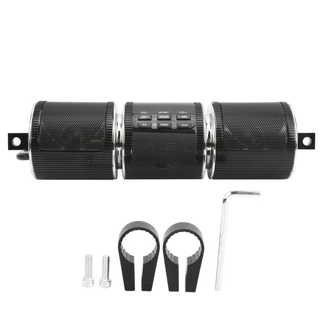 Stereo Speaker, Motorcycle Stereo Speaker, Audio Handlebar Motorcycle Waterproof Stereo Speaker For Outdoor Riding MP3 Wear-resistant Motorcycles Black