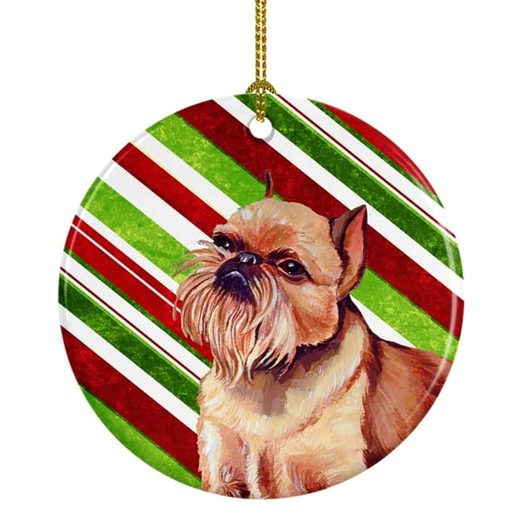 Brussels Griffon Candy Cane Holiday Christmas Ceramic Ornament LH9224