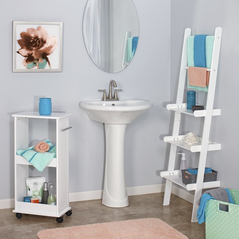 3-Tier Bathroom Ladder Shelf, Bathroom Floor Storage Shelf with