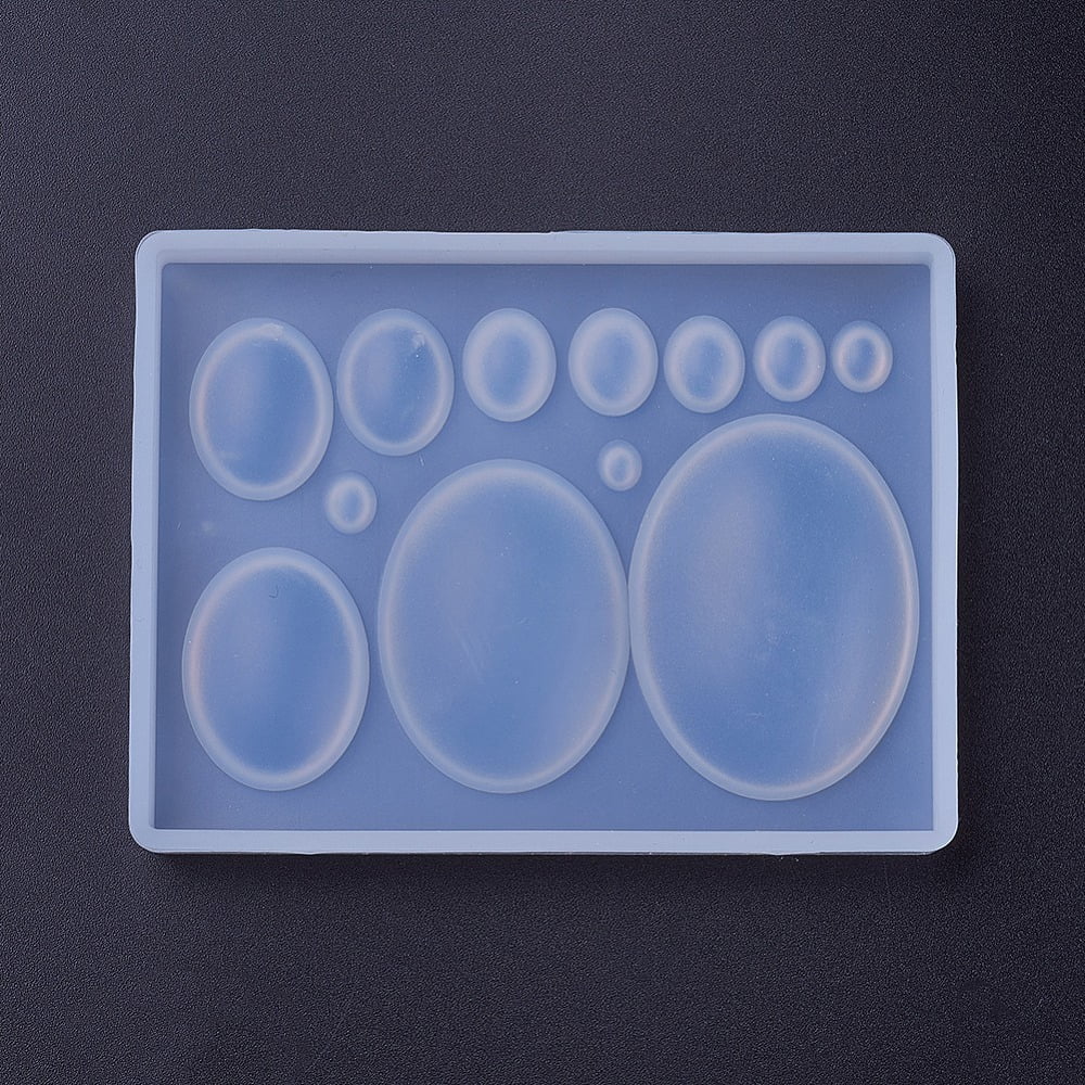 12pcs Silicone Cabochon Molds Resin Casting Molds For UV Resin Epoxy Resin Jewelry Making Oval White 86x66x10mm Inner Size: 3~38x2~28mm