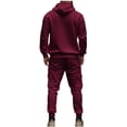 thumbnail image 3 of Brondbend Sweat Suits for Men Mens Jogging Suits 2 Piece Set Long Sleeve Hoodies with Zipper and Pocket Sweatshirt and Elastic Waist Sweatpants Outfits Loose Versatile Gym Athletic Suits,Wine, 3 of 6