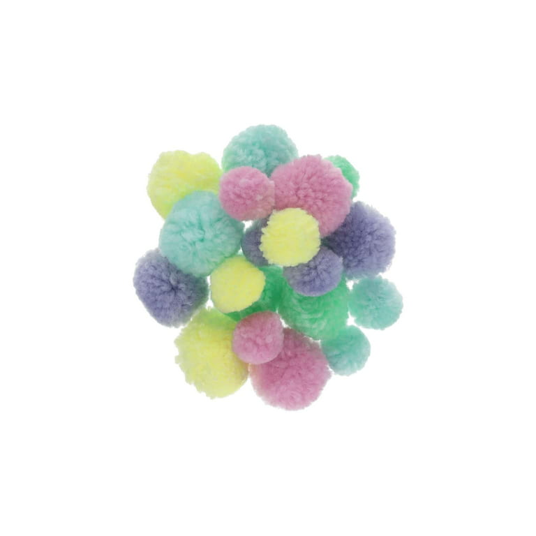 Essentials by Leisure Arts Yarn Pom Poms - Assorted Pastel - 1 to 1.5 -  20 piece pom poms arts and crafts - gray pompoms for crafts - craft pom poms  - puff balls for crafts 