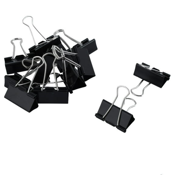 12 pcs 40mm Width Metal Document Binder Clamps Black
