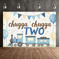 thumbnail image 6 of Cute Train Themed Backdrop Banner for 2nd Birthday Party Decorations with Balloons Clouds and Flags Photography Props Party Supplies Background Decor, 6 of 6