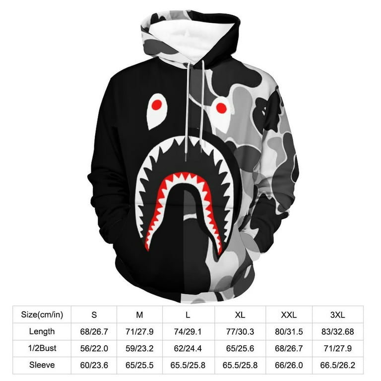 BAPE Camo Shark Casual Hoodie for Men Women Active Hooded Sweatshirt Soft Warm Sweater Jackets M Walmart