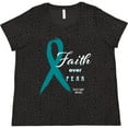 thumbnail image 3 of Inktastic Faith over Fear Ovarian Cancer Awareness with Teal Ribbon Women's Plus Size T-Shirt, 3 of 5
