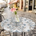 thumbnail image 6 of Round Fitted Tablecloth,Boho Retro Flower Pattern Circle Table Cover Waterproof Table Cloth with Elastic Edge,Vintage Floral Ethnic Style Outdoor Tablecloths for Kitchen Picnic 36-44in, 6 of 9