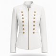 thumbnail image 4 of Maqroz Napoleon Jacket for Womens Stand Collar Long Sleeve Double Breasted Outerwear Gold Decor Buttons Tailored Structured Dressy Jacket for Evening Occasions, 4 of 7