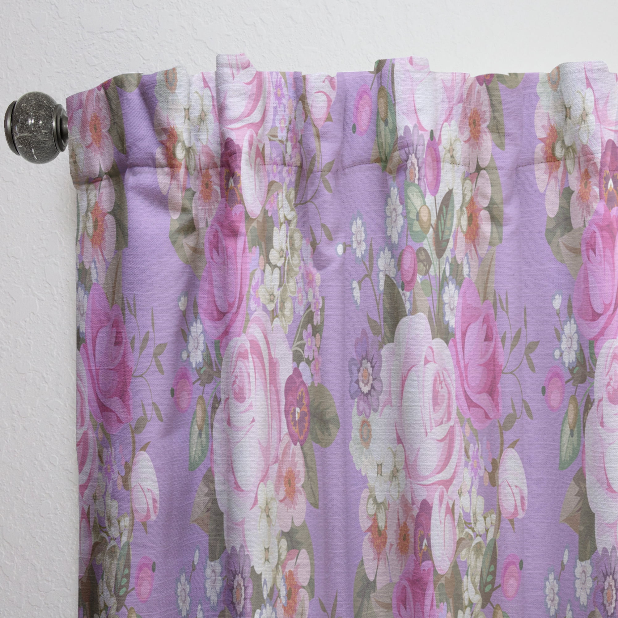 Designart Mid-Century Purple Abstract Country Rod Pocket Sheer Curtains, 52" x 120"