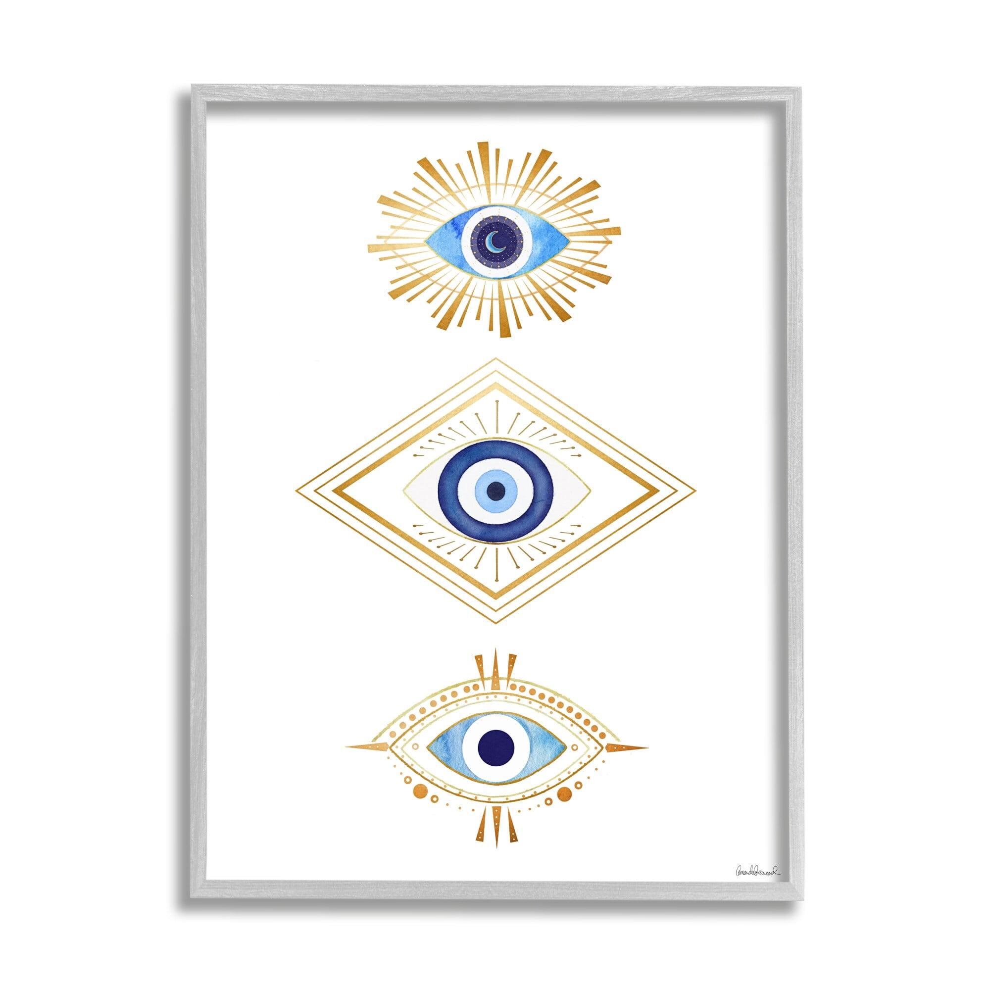 Stupell Industries Eye Of Providence Abstract Deco Arrangement Vivid Blue, 11 x 14, Design by Amanda Greenwood