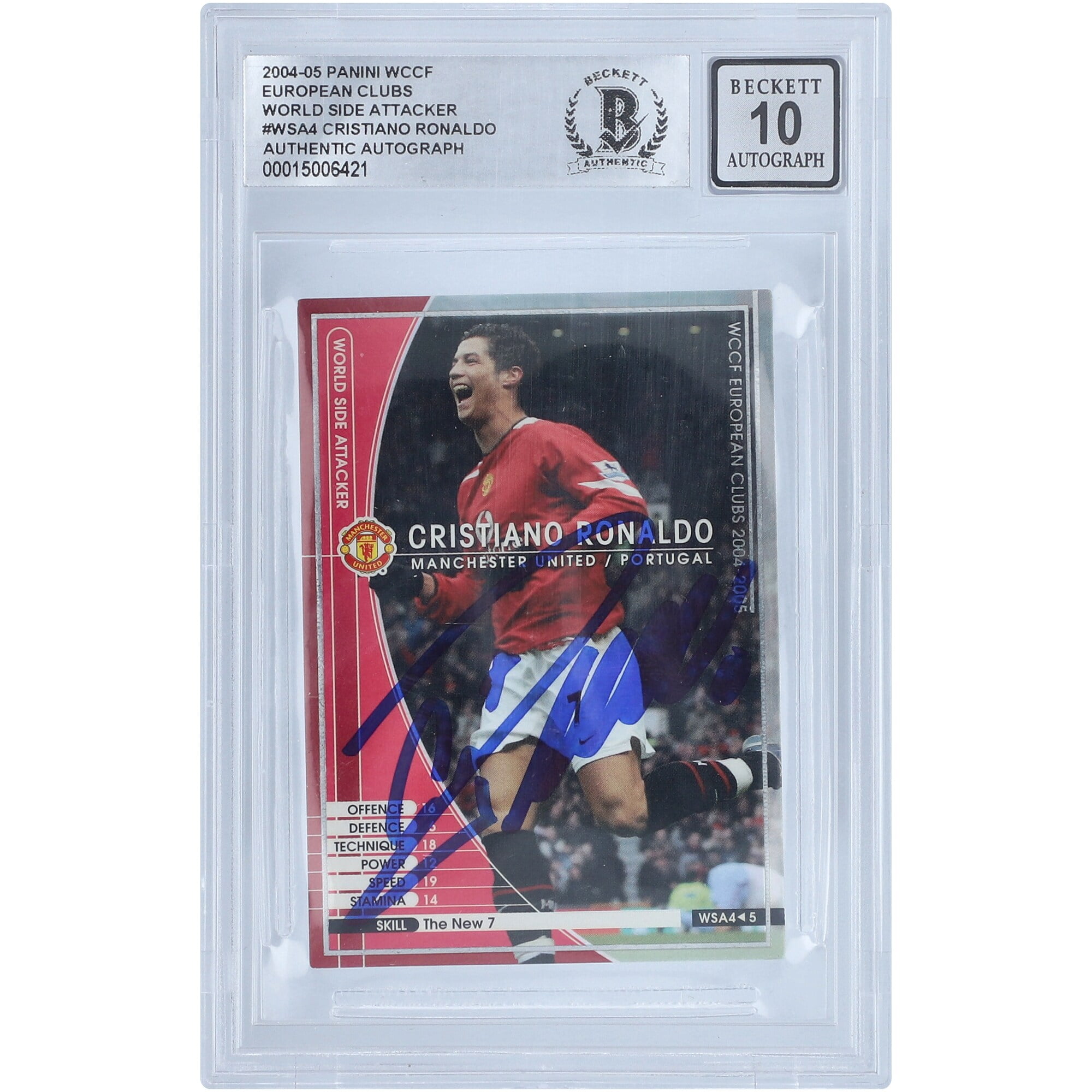 Cristiano Ronaldo Manchester United Autographed 2004-05 Panini WCCF Word Side Attacker #WSA45 BAS Authenticated 10 Card