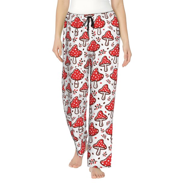 Fotbe Amanita Red Mushroom Pantalones de Pijama para Mujer, Pantalones de Dormir, Pantalones Pj con Cordón y Bolsillos-3X-Large