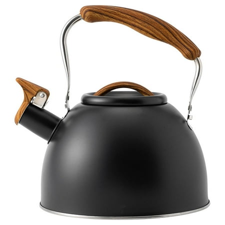 

3L Tea Kettle Stainless Steel with Folding Handle Fast Heating Pot Tableware Black Whistling Teapot for Home Traveling Milk