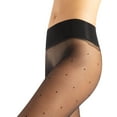 thumbnail image 3 of Calzitaly Seamless Sheer Tights with Comfortable Waistband, 15 Dernier Pantyhose (XX-Large, Black Pois), 3 of 7