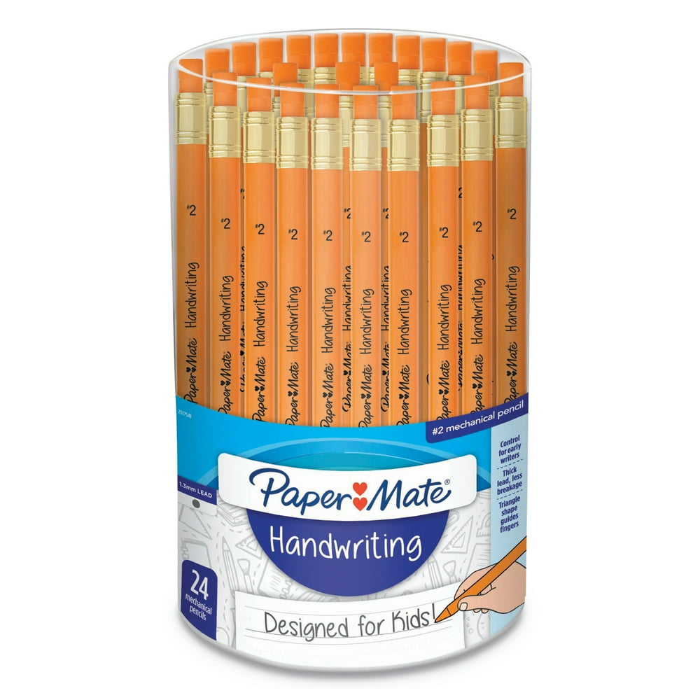 Paper Mate Handwriting Mechanical Pencils, 1.3 mm, HB (2.5), Black Lead, Orange Barrel, 24/Pack