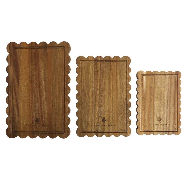 Acacia Wood Scalloped Cutting Boards, 3-Piece Set photo 7