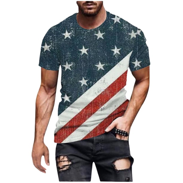 Hombres Casual cuello redondo Popular 3D bandera digital impresión pulóver Fitness deportes pantalones cortos mangas camiseta blusa Pompotops oipoqjl32896