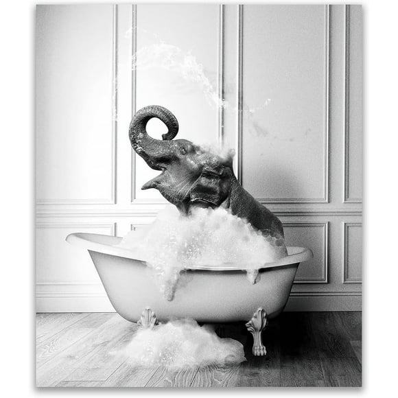 AEFER Giraffe Funny Bathroom Wall Decor - GiraffeBathtub Art Prints Black and White Animals Pictures Poster