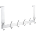 thumbnail image 1 of Ganchos para colocar sobre la puerta, 6 percheros dobles resistentes, perchero totalmente de metal para chaqueta, sombrero, toalla en el baño, dormitorio (plateado, 1 unidad), 1 of 5