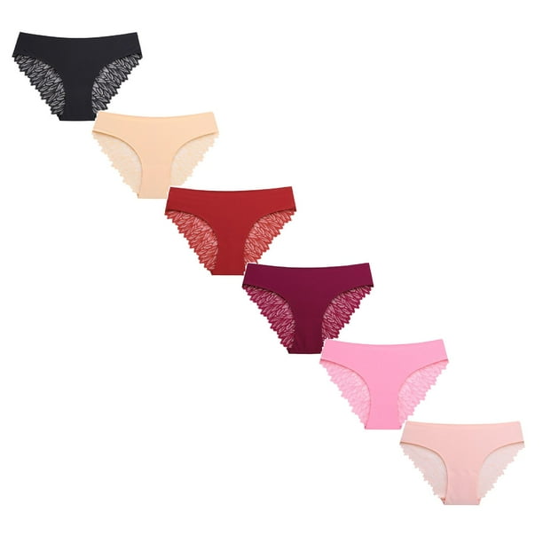 Calzones Invisibles Para Mujer Bikini De Encaje Para Mujer, Cintura Baja, Sin Costuras, Ropa Interior, Bragas Cómodas, 6 Unidades
