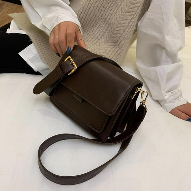 Novedad 2021 Bolso Cuadrado Pequeno de Moda para Mujer Bolsos de Un Hombro Bolsos de Mensajero de Cuero PU Bolsos de Mensajero con Sopa Cor Marron Baoblaze Paquete de hombro de mujer