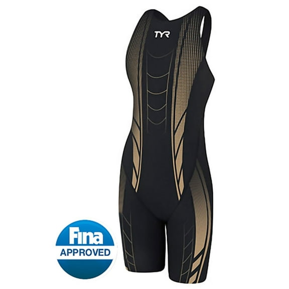 TYR Women's Credere Compression Kneeskin, Black/Gold, Sz 24L