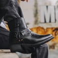 thumbnail image 4 of Cowboy Boots For Men Outdoor Zipper Non-Slip Wear-Resistant Heel Classic Short Boots Fall Winter Traditional Boots, 4 of 4