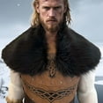 thumbnail image 2 of Lovzfmll Viking Faux Fur Collar for Men, Fur Mantle Shoulder Shawl Wrap, Medieval Retro Cloak Halloween Cosplay Costume, 2 of 5