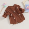 thumbnail image 3 of Okbabeha Baby Girl Chunky Sweater Knit Oversized Sweatshirt Romper Onesie Long Sleeve Crewneck Pullover Top for Newborn, 3 of 7