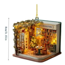 hulanddfd Christmas Bookstore Ornament, Acrylic 2D Flat Book Ornament Christmas Tree Pendants for Xmas Tree and Gift