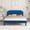 Blue, variant on VECELO Twin Upholstered Platform Bed Frame with Height Adjustable, Tufted Button Headboard/Mattress Foundation, Strong Wood Slat Support, No Box Spring Needed, Dark Gray