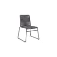 thumbnail image 3 of HomeStock Contemporary Chic Upholstered Stackable Side Chairs (Set of 2) - Charcoal and Gunmetal, Sleek Metal Frame with Rope Woven Seat, Stackable Design for Space Saving, 3 of 6