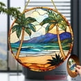 thumbnail image 7 of 2D Flat Design Featuring a Tropical Beach Palm Tree Sun Catcher, Measuring , Made of Round Acrylic It Has a Stained Window Style And Serves As a Hanging Decoration, Creating 8*8inch, 7 of 7