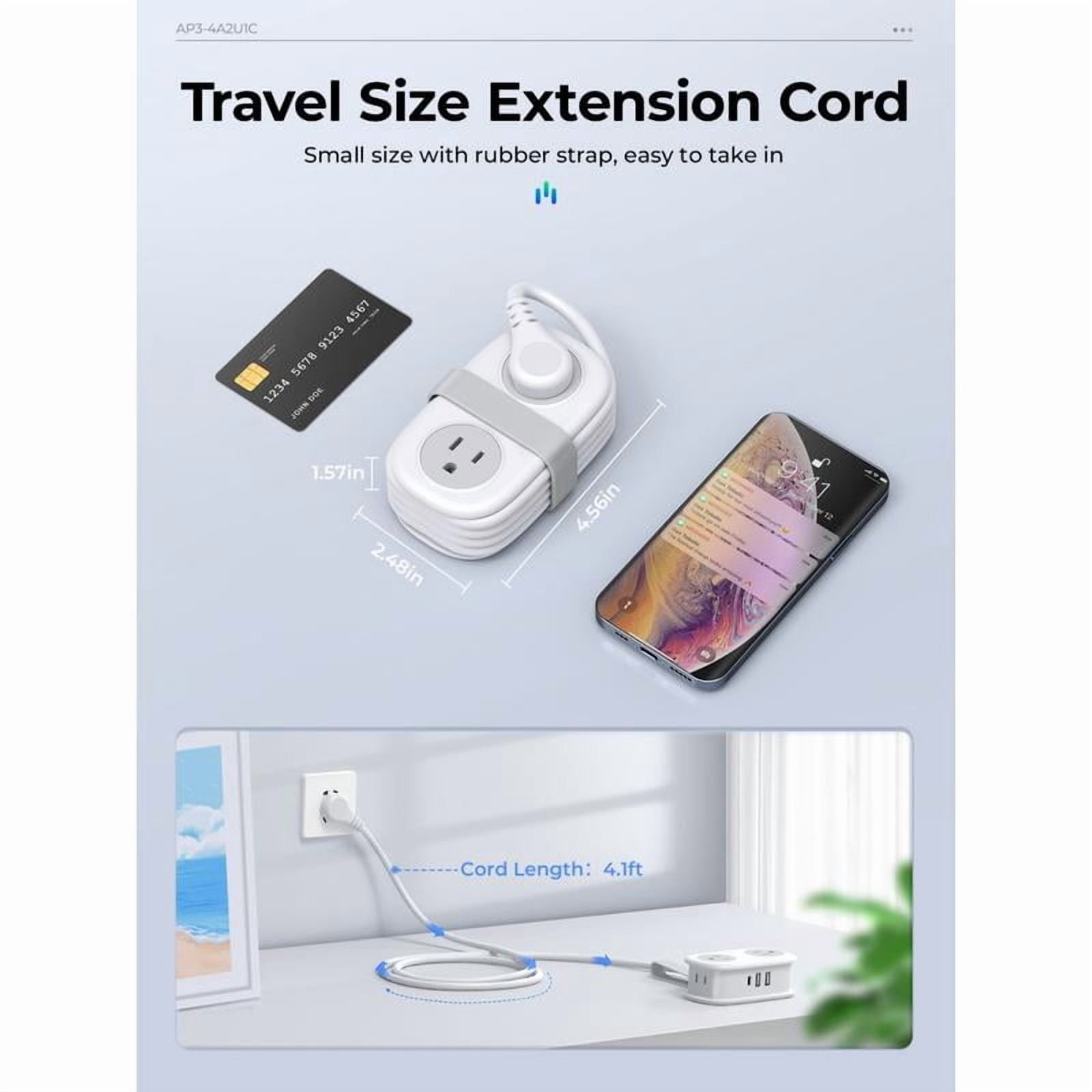 Travel Power Strip, ORICO 4 Outlets 3 USB Ports (1 USB C) with 4FT Wrapped Short Extension Cord Small Power Strip, Compact for Hotel Travel Essentials Cruise Approved