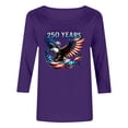 thumbnail image 7 of Women 250th Anniversary USA Patriotic T Shirt, Printed Round Neck Casual Top, Three Quarter Sleeve Pullover Blouse, Lightweight Polyester Loose Fit, 4th of July Celebration, 7 of 7