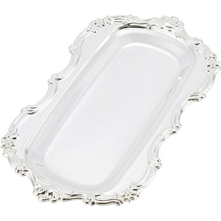 Silver Rectangular Ottoman Tray European Metal Tray for Holding Bathroom Appliances Shower Gel Towel or Holding Handmade Supplies Such as Beads Jewelry Metal fillers etc. diy Silver