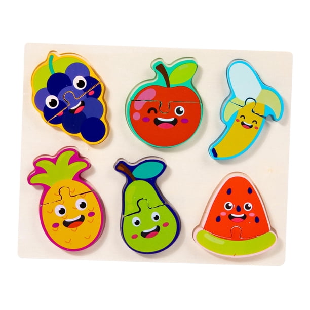 Juegos de rompecabezas de madera Colores y formas Cognición Niños Educación temprana Juguetes de aprendizaje Montessori Juguetes para bebés de 4 años Fruta Hugo Rompecabezas Montessori