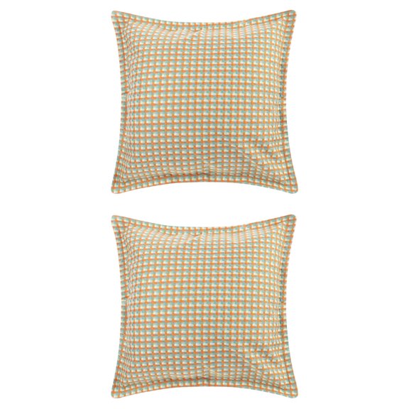 Unique Bargains 2 Pcs Plaid Pillow Covers Square Cushion Covers Decorative Pillow Cases Orange Grid 20" x 20"
