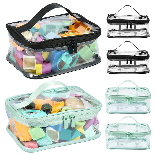 Dsseng 3 Pcs Sacs de Rangement pour Jouets en PVC Transparent avec Fermeture Éclair et Poignée Réutilisables pour Jeux de Société Imperméables pour Blocs de Construction Jouets Livres