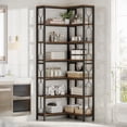 thumbnail image 3 of Tribesigns Corner Shelf, 7-Tier Industrial Corner Bookshelf, Wood and Metal Corner Etagere Bookcase, Freestanding Display Shelf for Living Room, Kitchen, Home Office, Rustic Brown, 3 of 9
