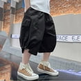 thumbnail image 5 of Loose Short Boy 5-6 Years Loose Shorts Boy Cargo Shorts Y2k Shorts Boys Summer Shorts Elastic Waist Outdoor Cargo Bottoms #Black, 5 of 6