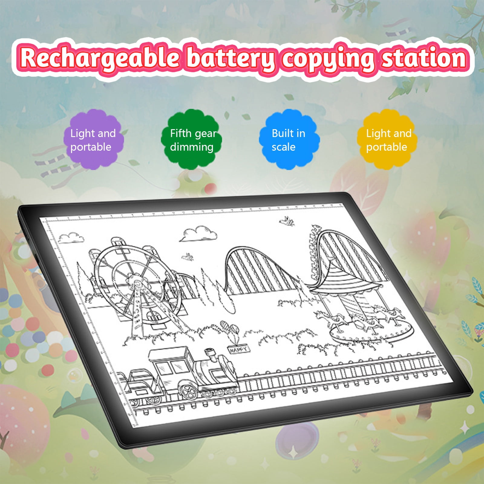 Oefntac Toys for Boys Rechargeable A4 Tracing LED Copy Board Light Box,Slim Light Pad,USB Power Copy Drawing Board Tracing Light Board for Artists Designing,Animation,Sketching