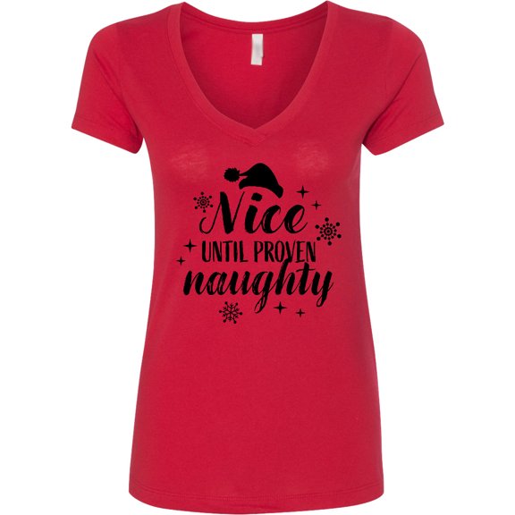 Inktastic Christmas Nice Until Proven Naughty Women's V-Neck T-Shirt