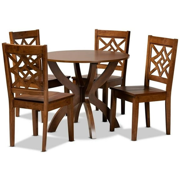 Bowery Hill Walnut Brown Finished Wood 5-Piece Dining Set