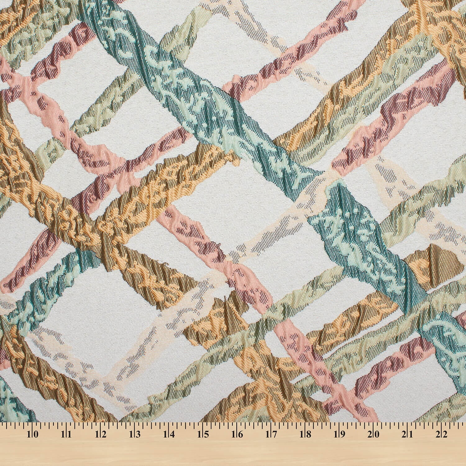 Abstract Geometric Vine Extra Wide Heavyweight Polyester Upholstery Jacquard Fabric By The Yard - For Sewing Curtains, Home Décor, Table Covers, & More - Summer (1 Yard)