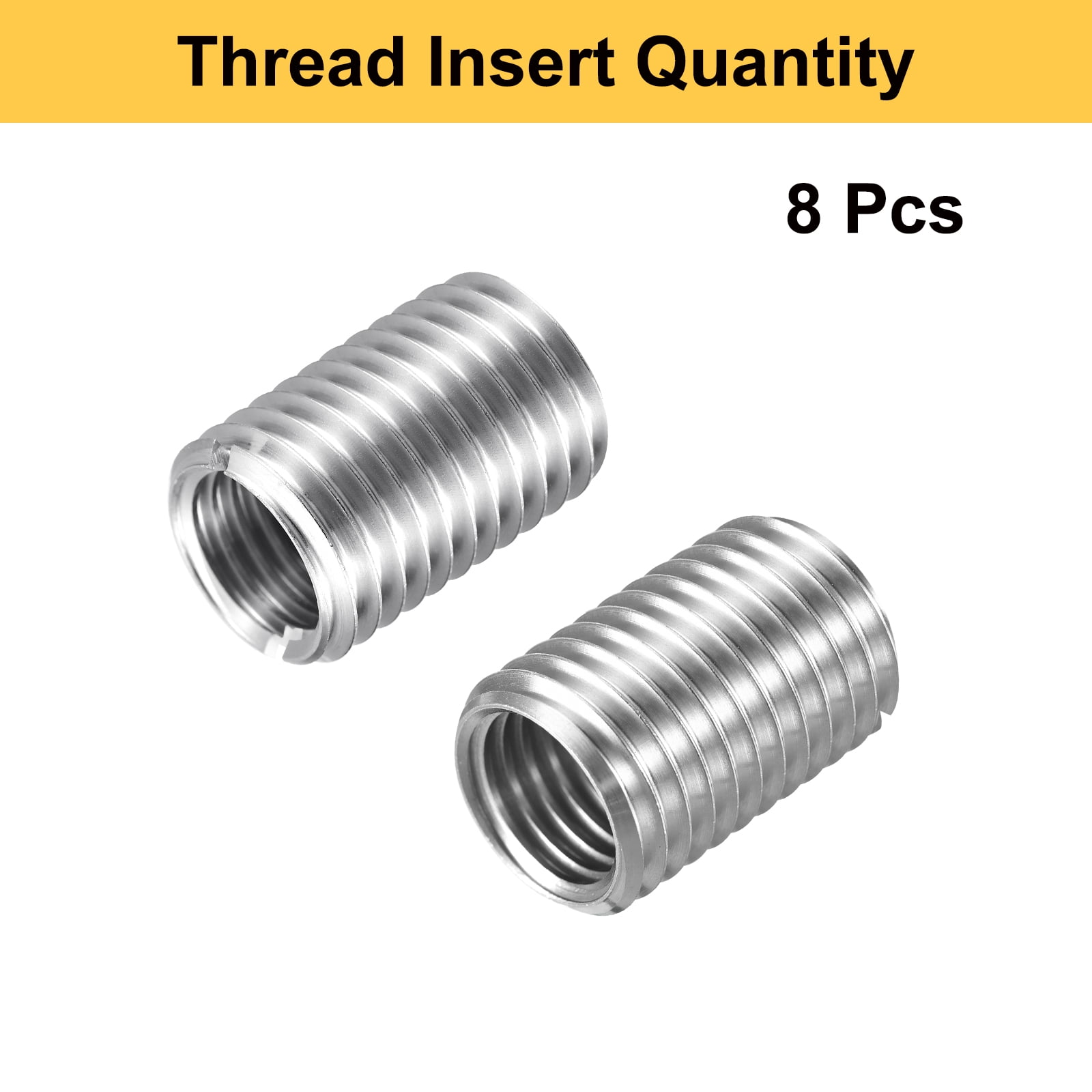 Uxcell 8pcs Thread Repair Inserts M20 x 2.5 Male to M16 x 2 Female Thread 30mm Long Stainless Steel Reducing Nuts Metric Self Tapping Sleeves